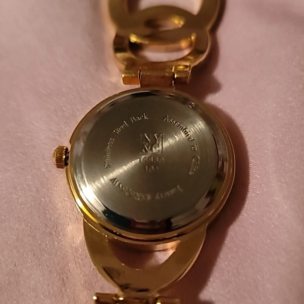 New York &‎ Company Gold Circular Geometric Crystal Links Bracelet Watch